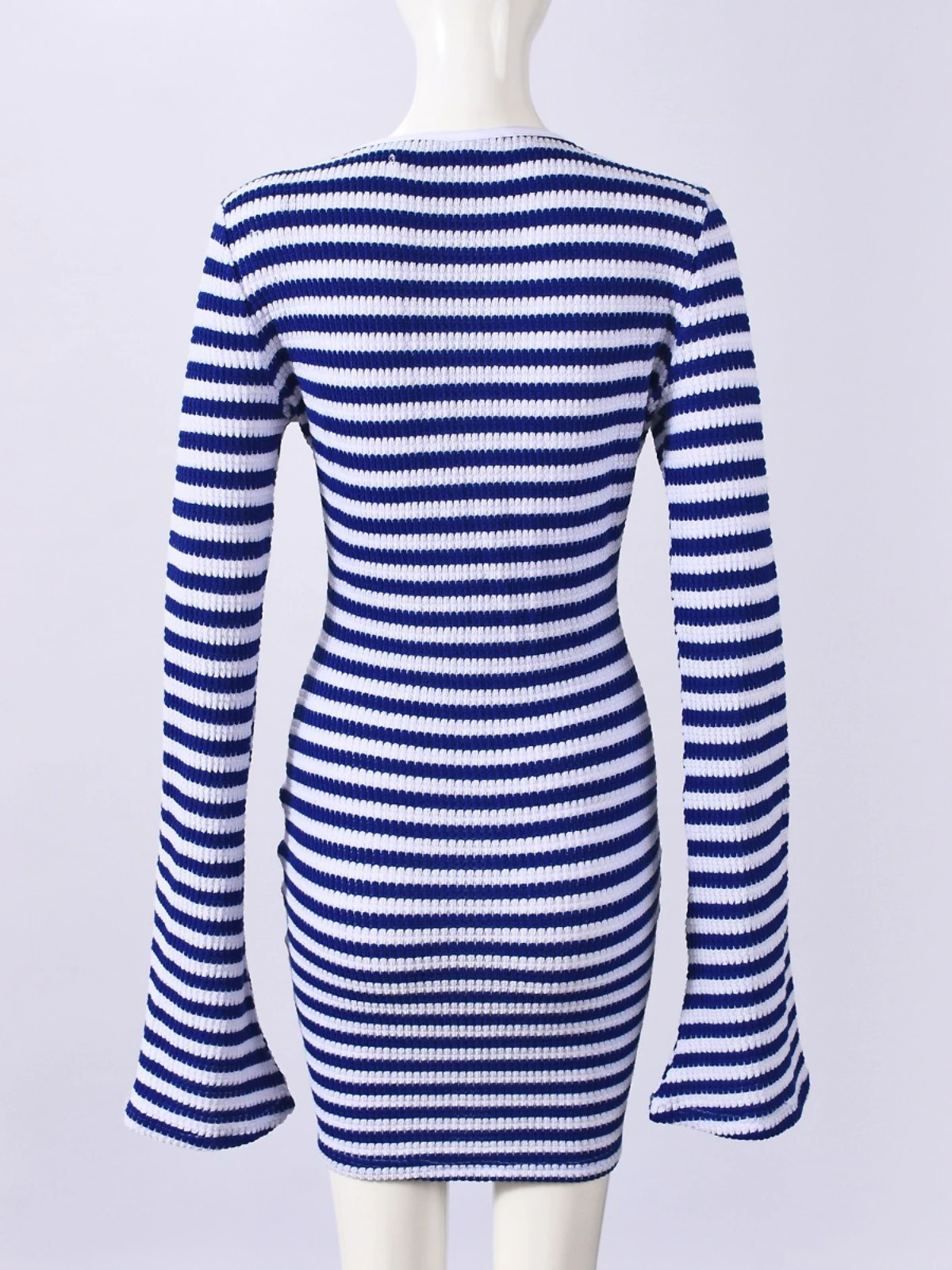 SsTss 2025 otoño nuevo vestido a rayas Y2K vestido ajustado de manga acampanada para mujer con detalle recortado Mini vestido ajustado para fiesta Club