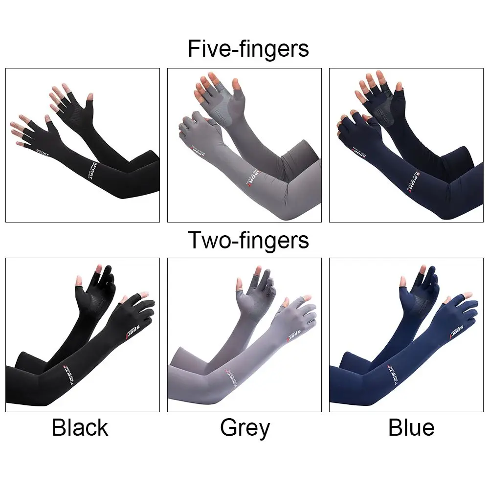 1 Pairs Five-fingers Ice Silk Arm Sleeves Sun Protective Arm Warmer Outdoor Sport Riding Running Cool Breathable Arm Sleeve