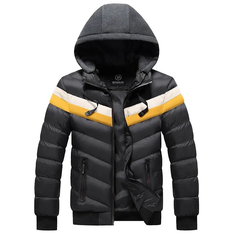 Men Winter Parkas 2022 Fashion Patchwork Hooded Cotton Coat Jacket Casual Warm Clothes Mens Overcoat Streetwear Puffer Jackets