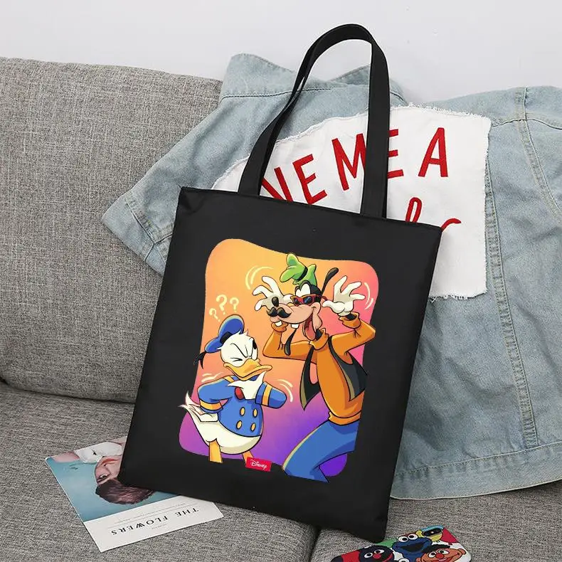 Disney A Goofy Movie Cartoon Large Capacity Canvas Shoulder Bag Women's Casual Tote Kids Student Handbag Shopping