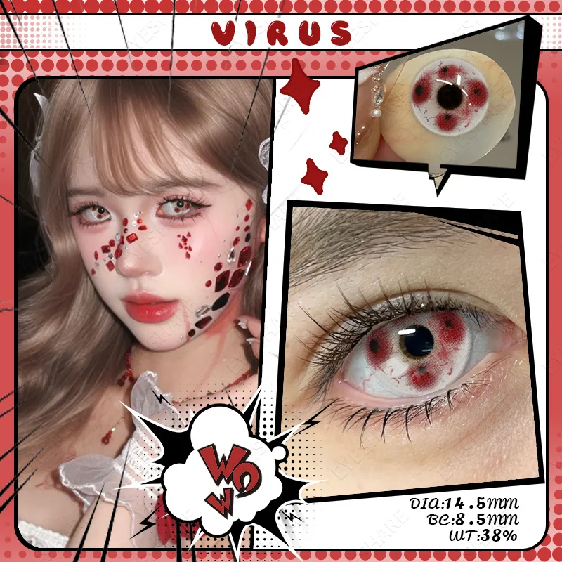 EYESHARE Cosplay Farbige Kontaktlinsen für Augen, jährliche Verwendung, Make-up, verrückte Halloween-Schönheit, rote Kontaktlinsen, Augenkosmetik – Detail 7