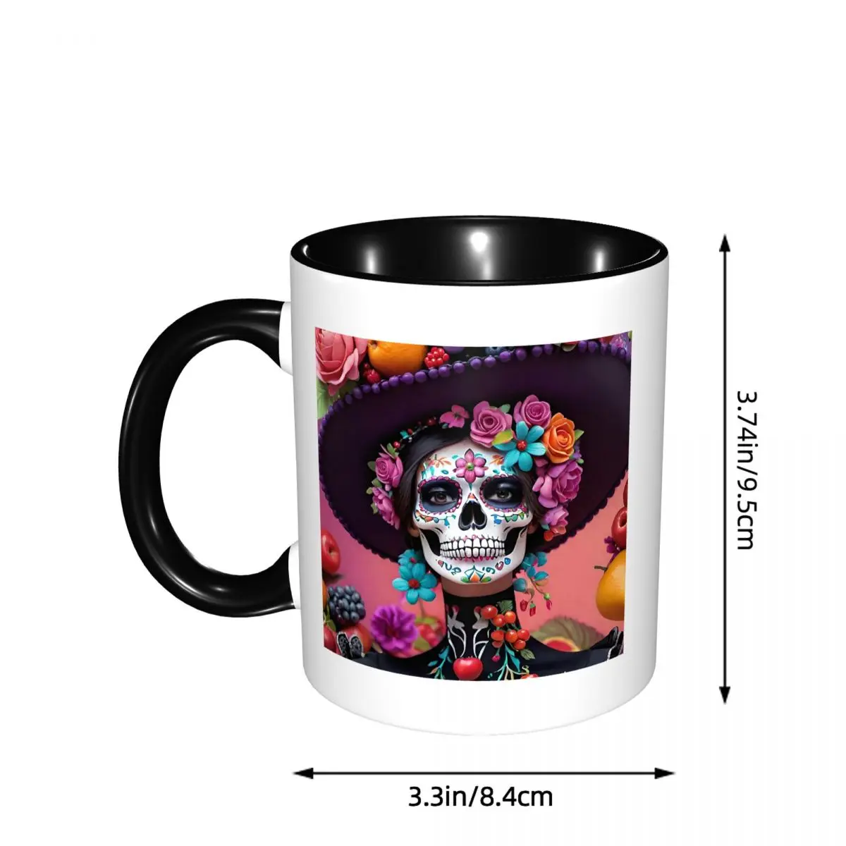 Day Of The Dead Sugar Skull Mexican Girl Mug Funny Ceramic Coffee Cups Tea Mugs Milk Cup Drinkware Gift for Friends