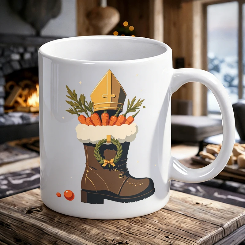 

Vintage St. Nicholas Festival Leather Boots Ceramic Mug, Coffee Cup, Milk Cup, Office Tea Cup, Drinking Cup, Fade-Resistant