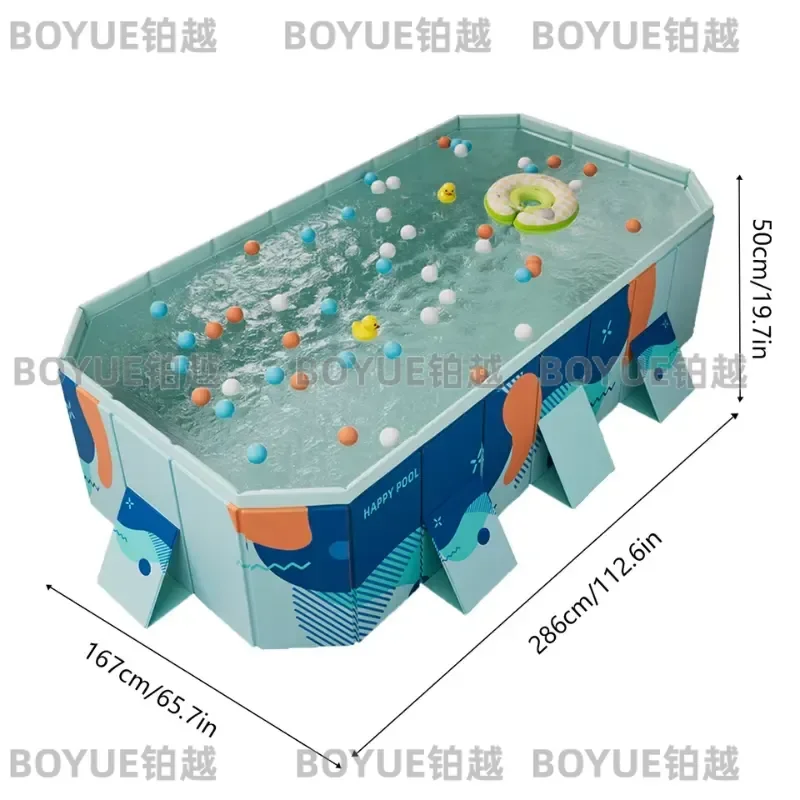 Foldable Swimming Pool Large Thickened Wear Resistant Outdoor Summer Water Party Family Pool for Kids and Pets Maldives Blue