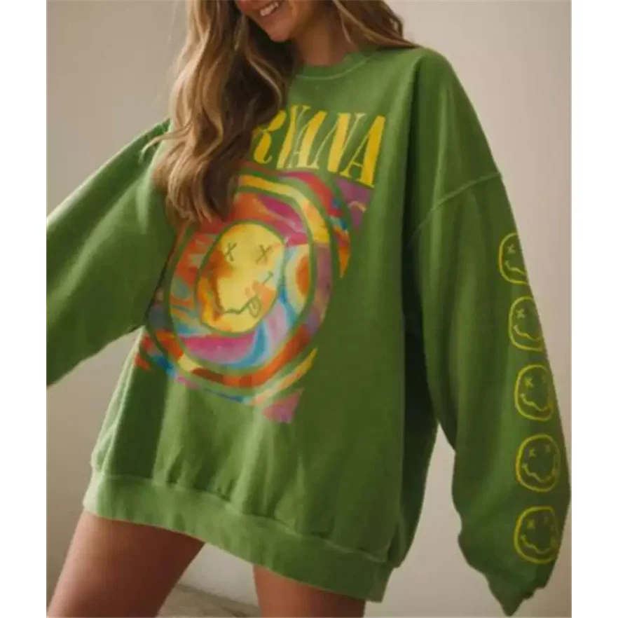 Y2k-Sudadera holgada de manga larga con estampado de dibujos animados para mujer, Jersey informal de moda Grunge de gran tamaño con cuello redondo, ropa de primavera, 2023