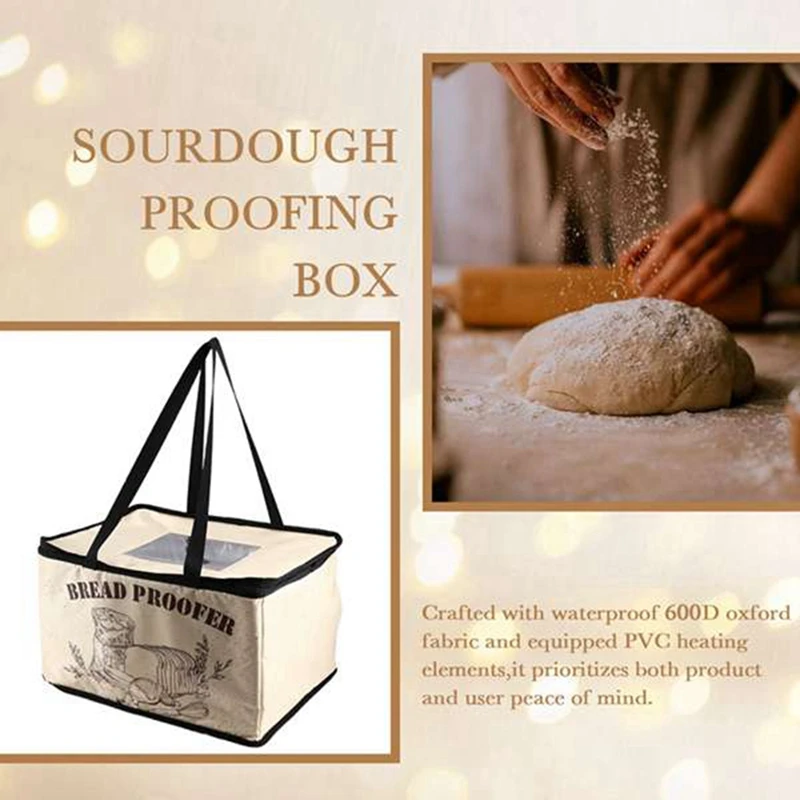 Bread Proofing Box with Heater for Precise Temperature Fermentation, Folding Zippered Dough Proofer Warming Box EU Plug-A46I
