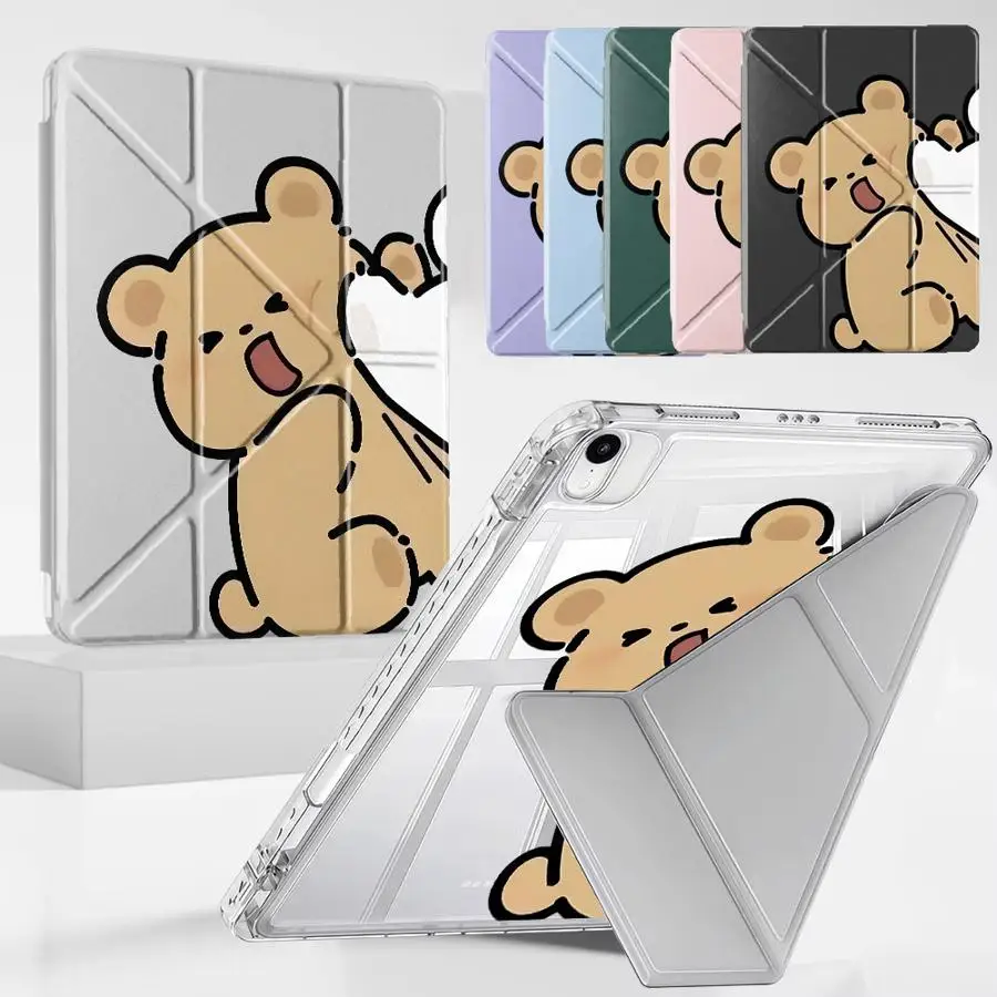 Holder Cover Tablet Case For iPad Air 4 5 M3 M2 M4 11inch Mini 6 7 Pro 11th 10th 9th 8th 7th 12.9inch Pro 2025 Y-Fold Cartoon
