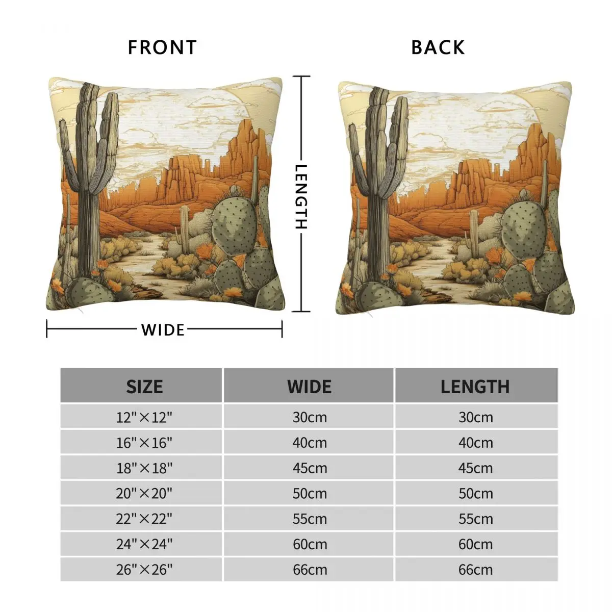 Arizona Desert Blooming Cactuses Square Pillowcase Polyester Linen Velvet Creative Zip Decor Pillow Case Home Cushion Case 45x45