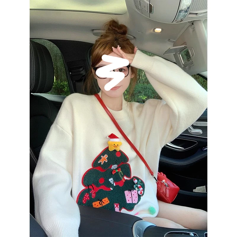 

Ladies Thiened Knitted Sweater Lazy Sle Winter New Year's Faion Commute Sle Long Sve round Ne Regular Length Top