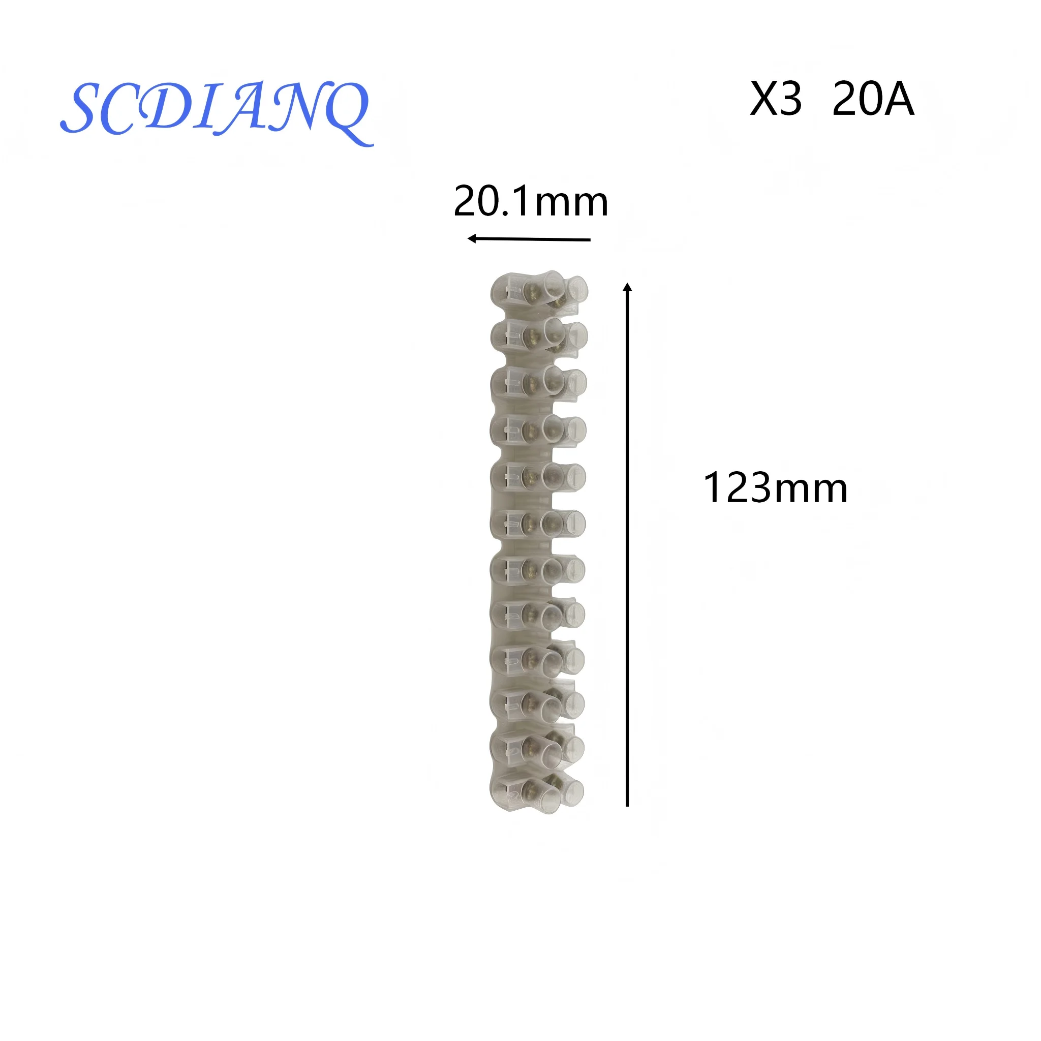 Plastic Terminal Block 12 Position 20A Wire Connector Screw Electric Barrier Strip