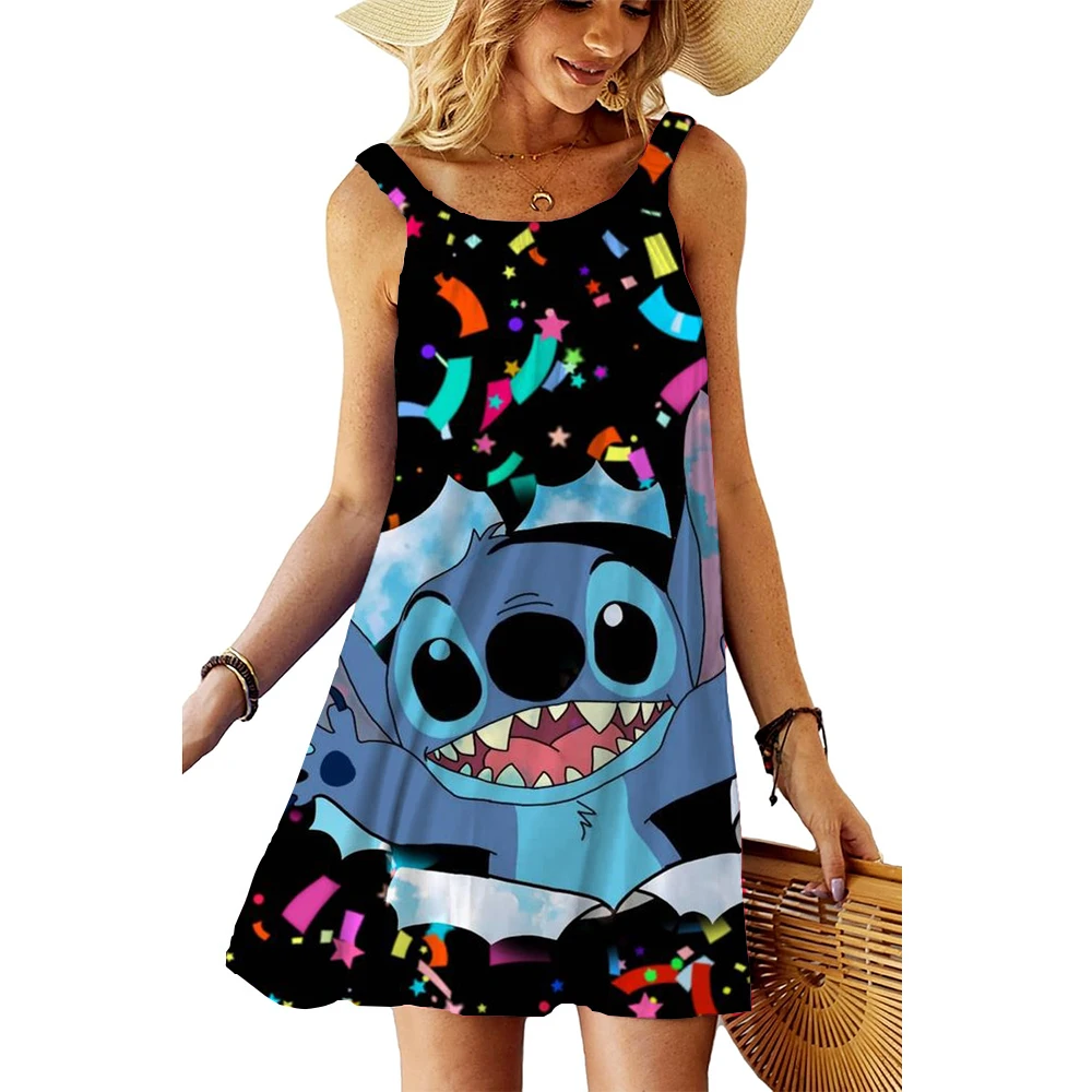 Snoopy kawaii vestidos de praia femininos S-3XL verão anime boho elegante chique vestido estilingue jovem mulher roupas sanrio y2k 2025 sexy