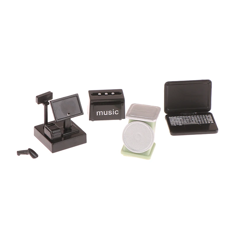 ''1pc New 1/12 Dollhouse Scales Cashier Radio Laptop Model Dollhouse Mini Supermarket Accessories Dolls House Decoration Toys