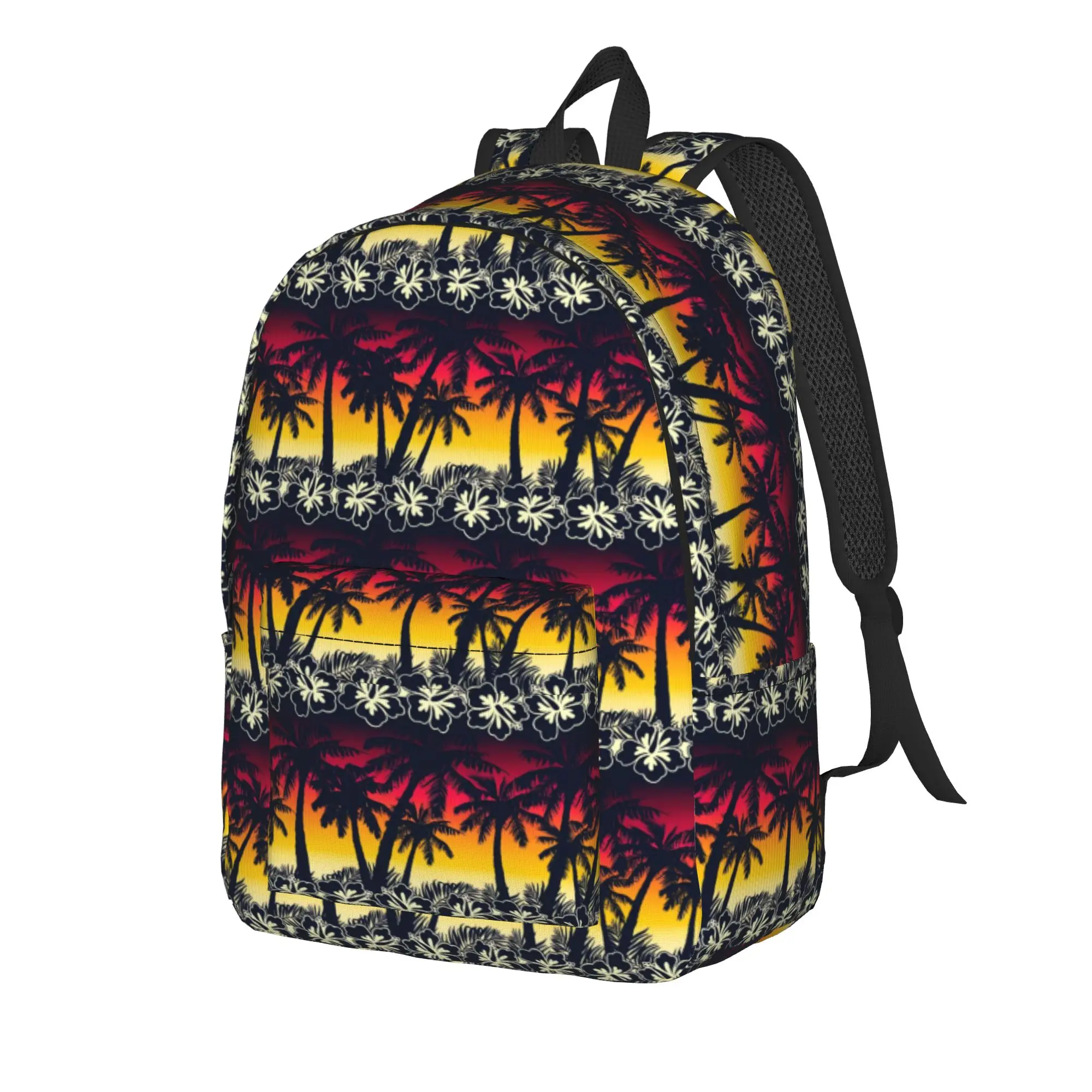 Tropical Sunset Palm Amp Hibiscus    Backpack Student Unisex  Big Backpacks Polyester Streetwear School Bags College Rucksack
