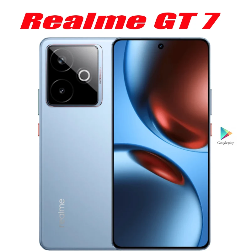 Realme GT 7 النسخة الصينية غير مقفلة من شبكة منطقة Simcard الأبعاد 9400 + 6.8 "144 هرتز OLED 7200 مللي أمبير 100 واط شحن فائق 50 ميجابكسل IMX896