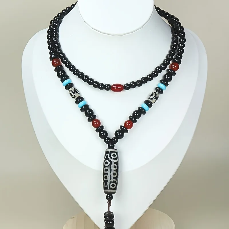 

Dzi bead necklace pendant, agate 21-eye dzi bead pendant.