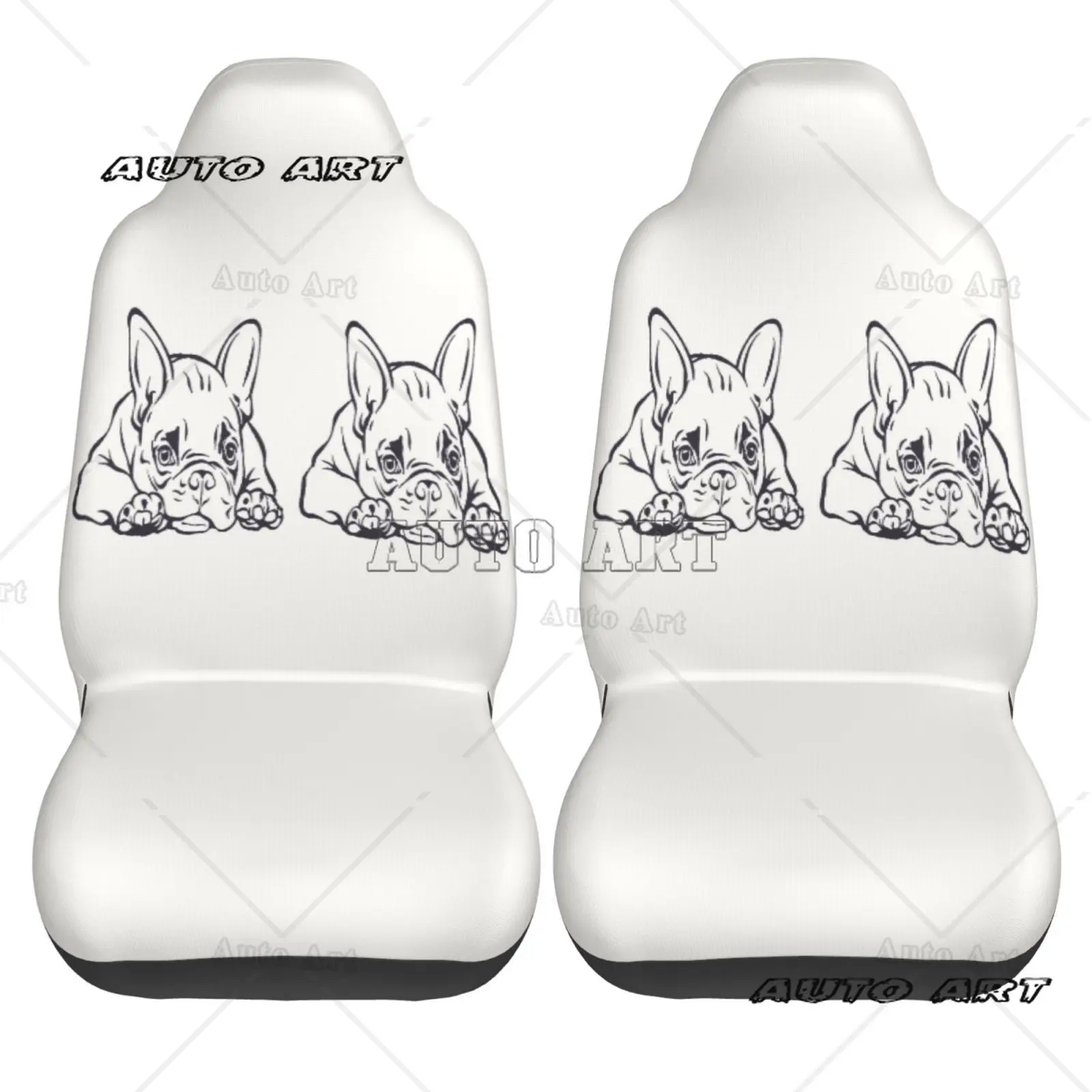 

French Bulldog Pattern 2pcs Car Seat Covers Suitable for Women and Men Universal Car Front Seat Protector Suitable for Cars SUV