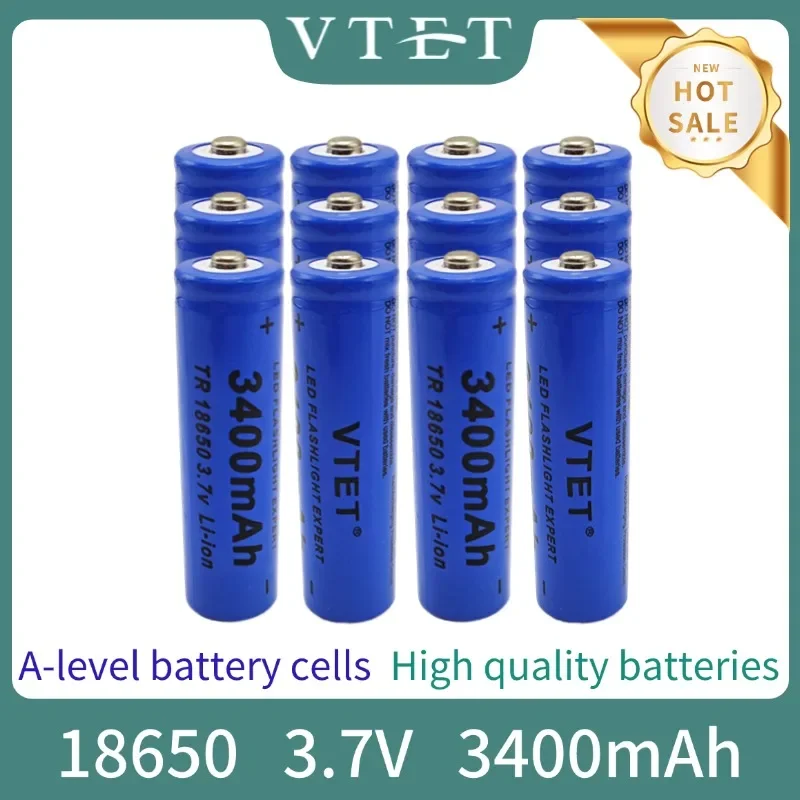 2024 New 18650 3.7V 3400mAh Rechargeable Battery for Flashlight Torch Headlamp Li-ion Rechargeable  Drop A-grade battery cell