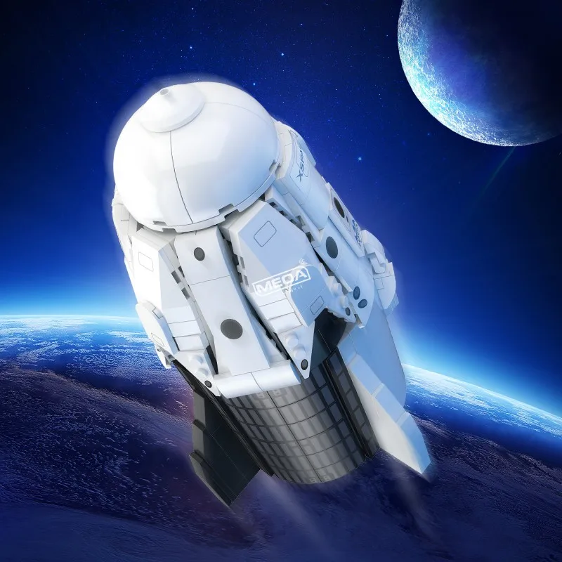 

850 шт. Dragon 2 космический корабль, строительные блоки, креативный конструктор для исследования космоса, кирпичи, модель для мальчиков, игрушки STEM