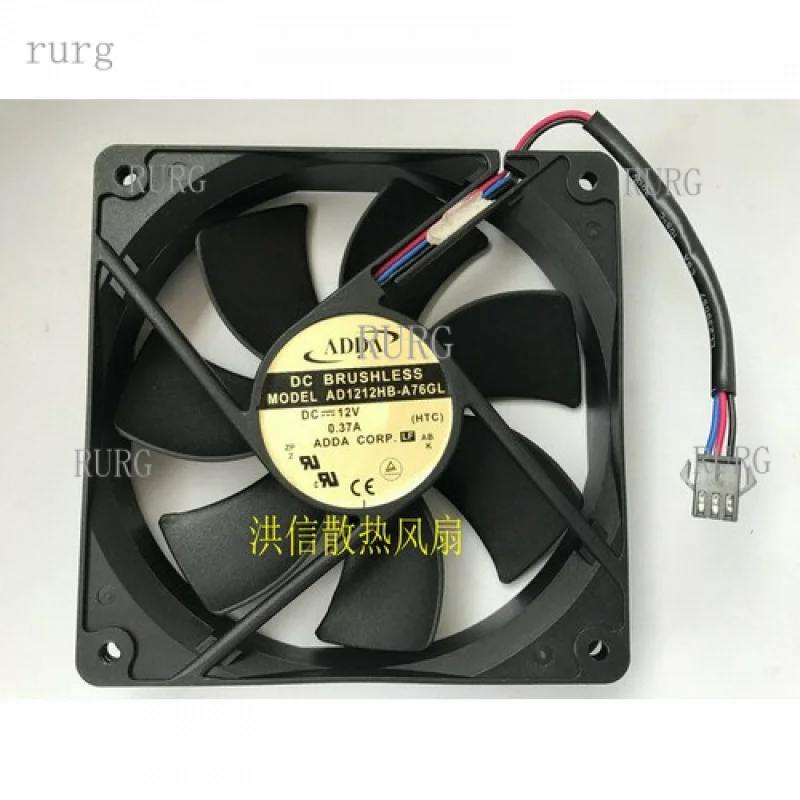 L  1 PCS  for ADDA Fan AD1212HB-A76GL DC12V 0.37A 12025 12CM chassis cooling fan 3 Pin