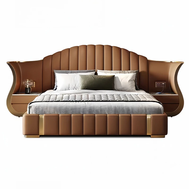 

Wholesale Wooden Full Double Bedroom Sets Furniture King Size Leather Bed Master Room Modern Luxury Mdf Bedroom Furniture Set