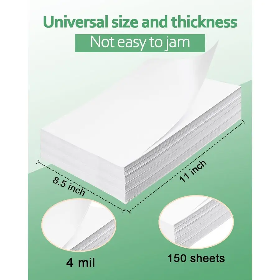 Glossy Printable Vinyl Sticker Paper for Inkjet Printer 150 Sheets 8.5x11 Adhesive White Labels Decal Papers