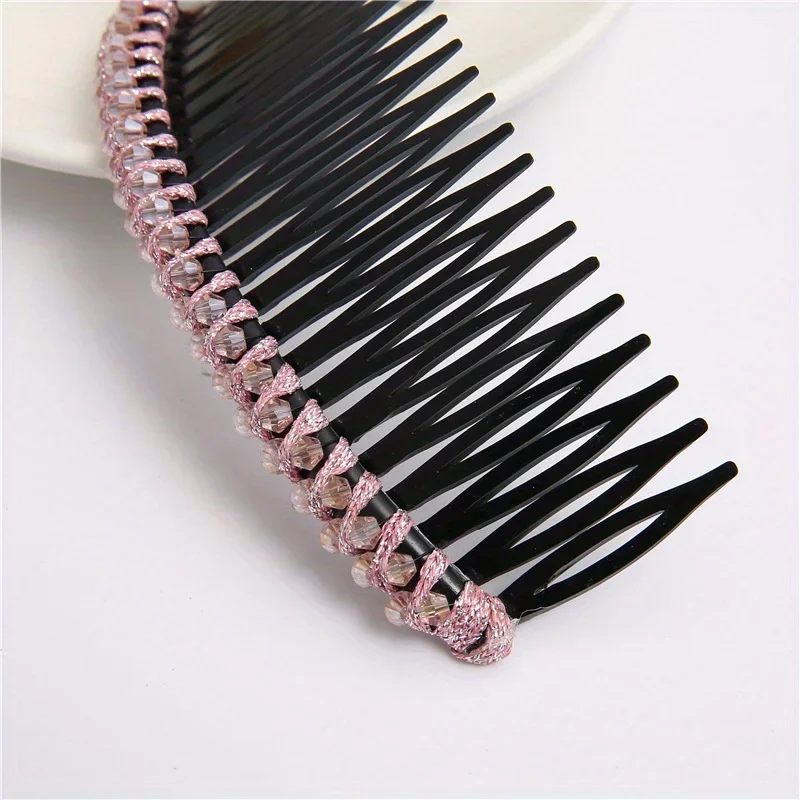 Elegant Rhinestone Teeth Insert Hair Clip with Anti-Slip Comb Design for Flyaway Control Banquet Wedding Events