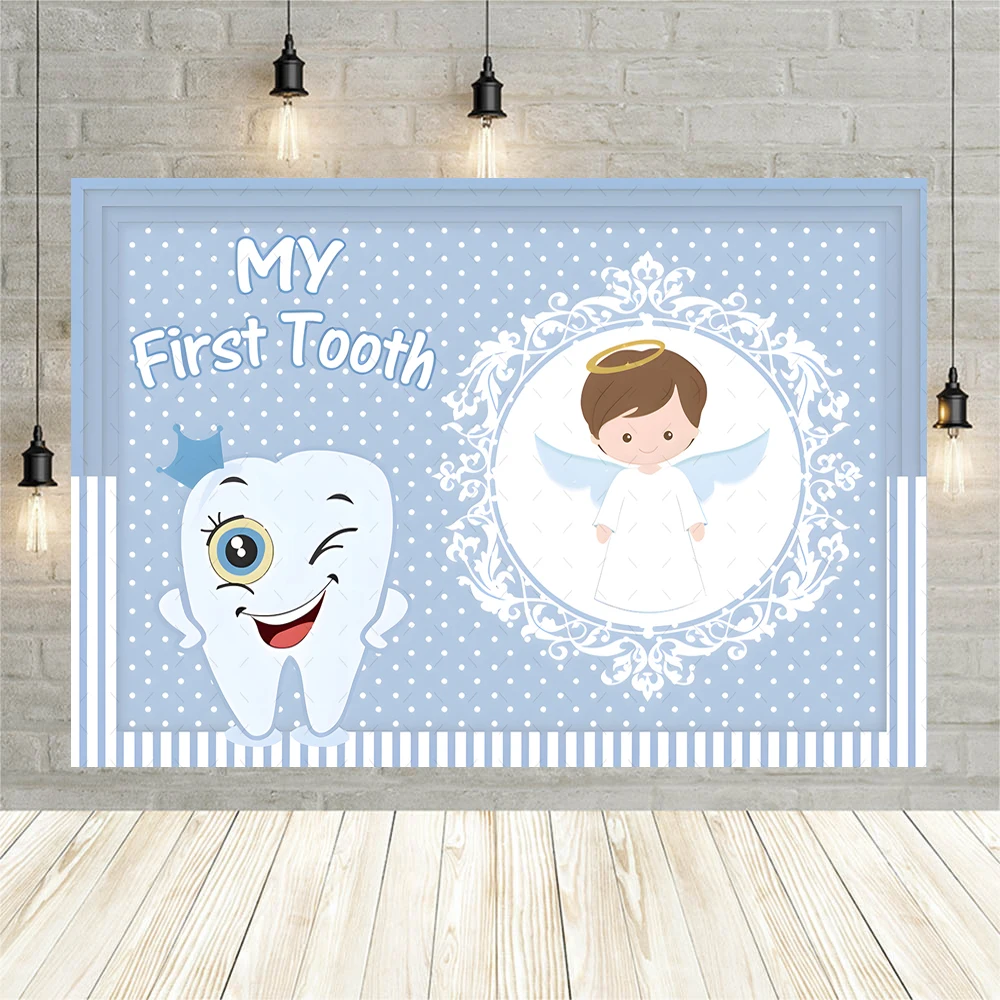 My First Tooth Cartoon Cute Baby Boys Girls Birthday Party Banner Backdrop Custom Shower Baby Portrait  Room Photo Studio Props