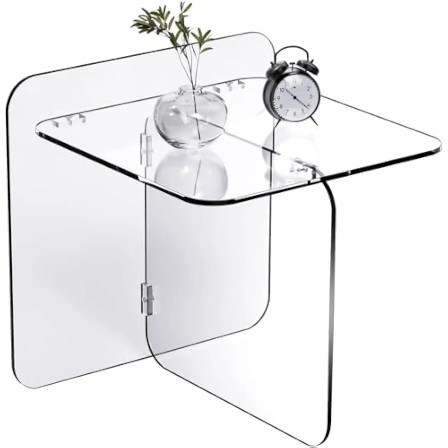 

Acrylic Side Table, Small Square End Table for Living Room, Clear Modern Bedside Table Geometric for Bedroom Lucite Nightstand