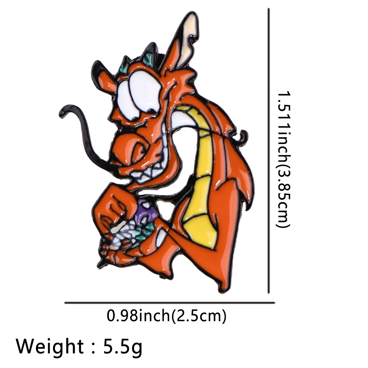 Mushu Dragon Enamel Pin Metal Badges on Backpack Lapel Pins Cartoon Brooches for Women Fashion Jewelry Accessories Friends Gift