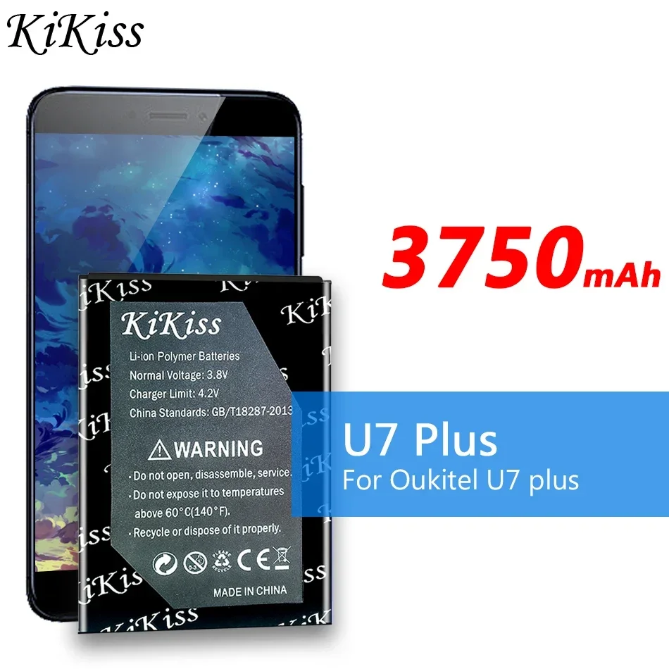 KiKiss 3750mAh 1ICP4/62/91 Battery for Oukitel U7 plus U7plus Cell Phone Replacement Batteries