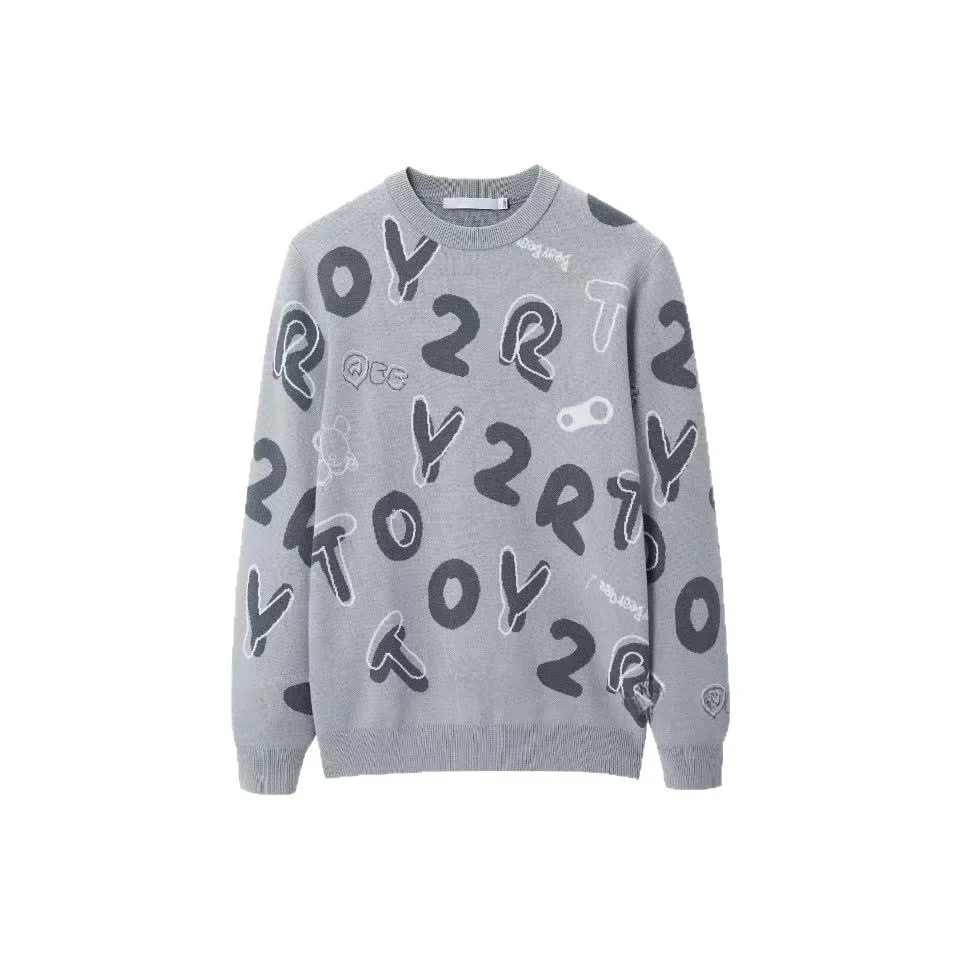 

Мужской мягкий удобный вязаный свитер Long Sve круглый Ne накладной принт модная теплая повседневная одежда из смеси полиэстера