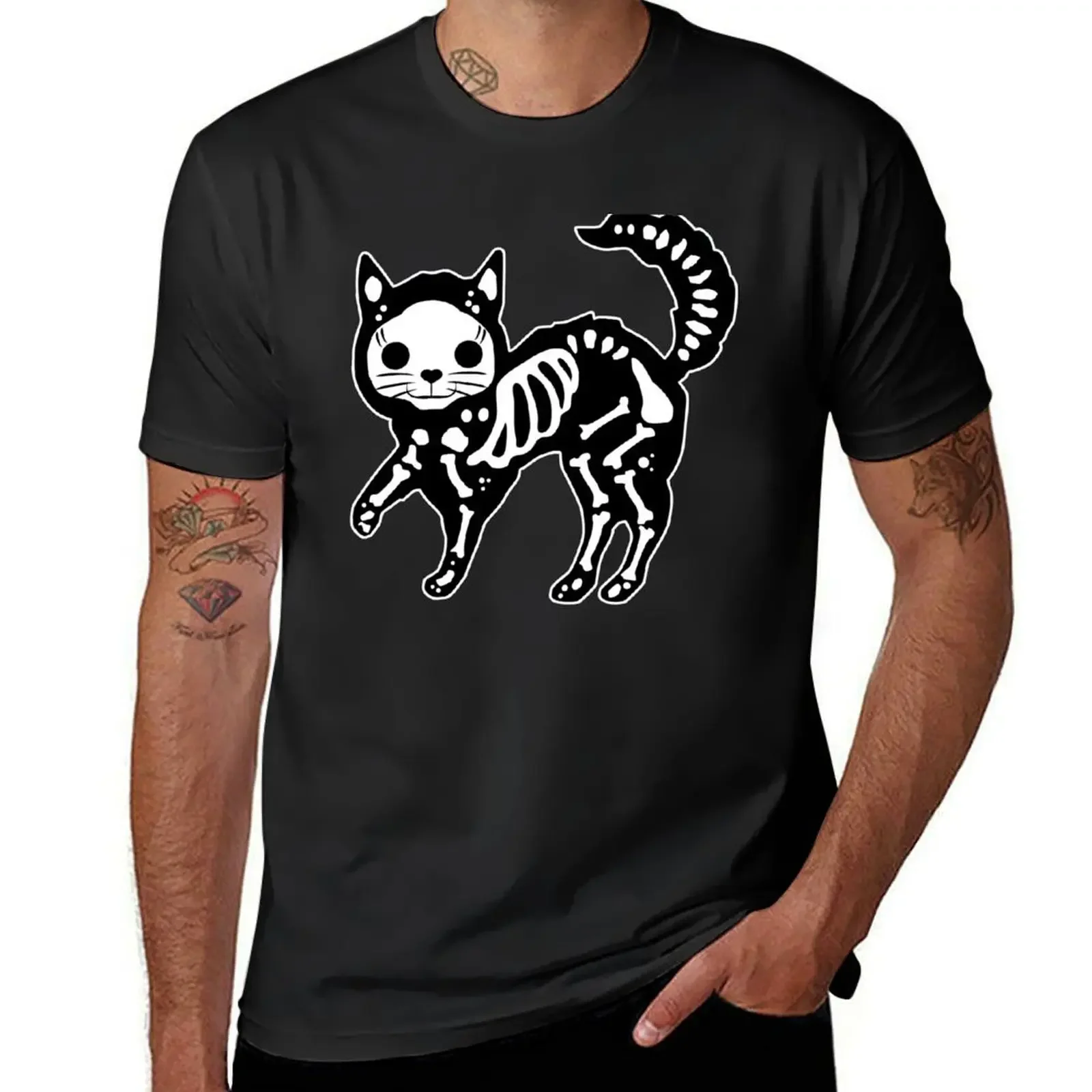 

Cats skeleton T-Shirt oversized tees shirts men