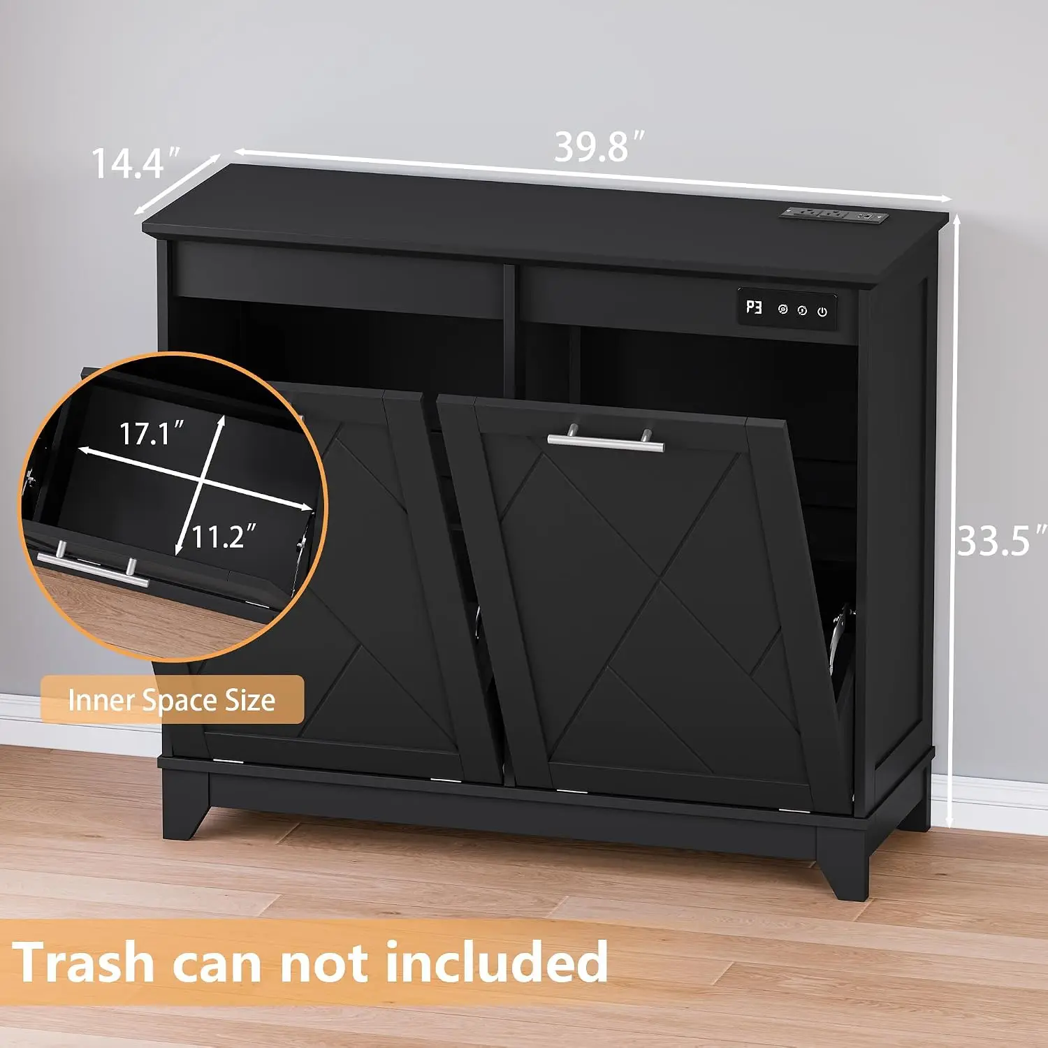 Tilt Out Trash Can Cabinet for 2 Bins, Hidden Recycle Garbage Bin Enclosure, Wooden Double Laundry Cabinet with, Customized