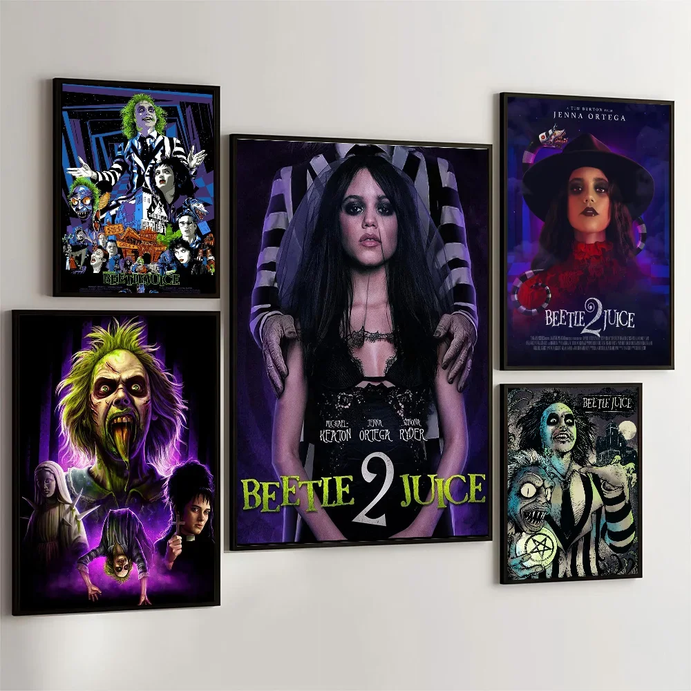 1PC Vintage Beetlejuice 2 Movie Poster Movie Sticky Posters Retro Kraft Paper Sticker Room Bar Cafe Aesthetic Art Wall Painting