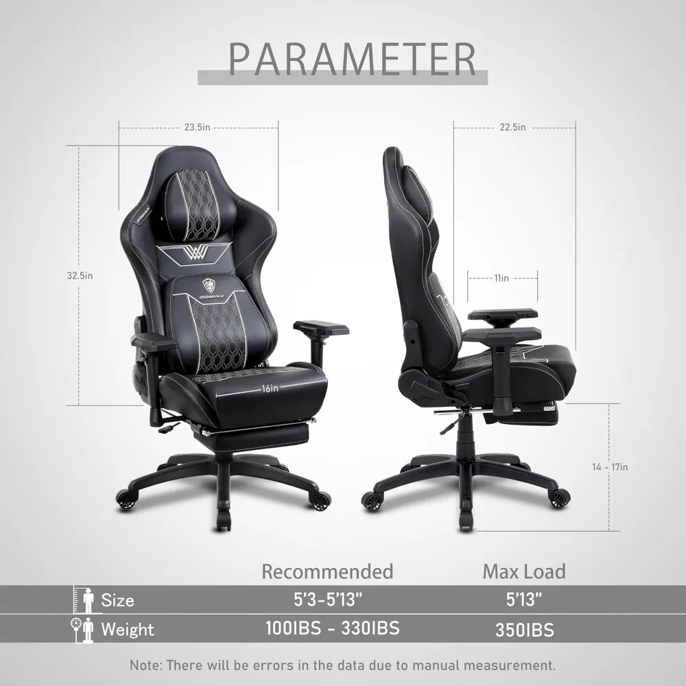 Dowinx Big and Tall Gaming Chair with Footrest, High Back Ergonomic Office Chair with Comfortable Headrest and Lumbar Support,