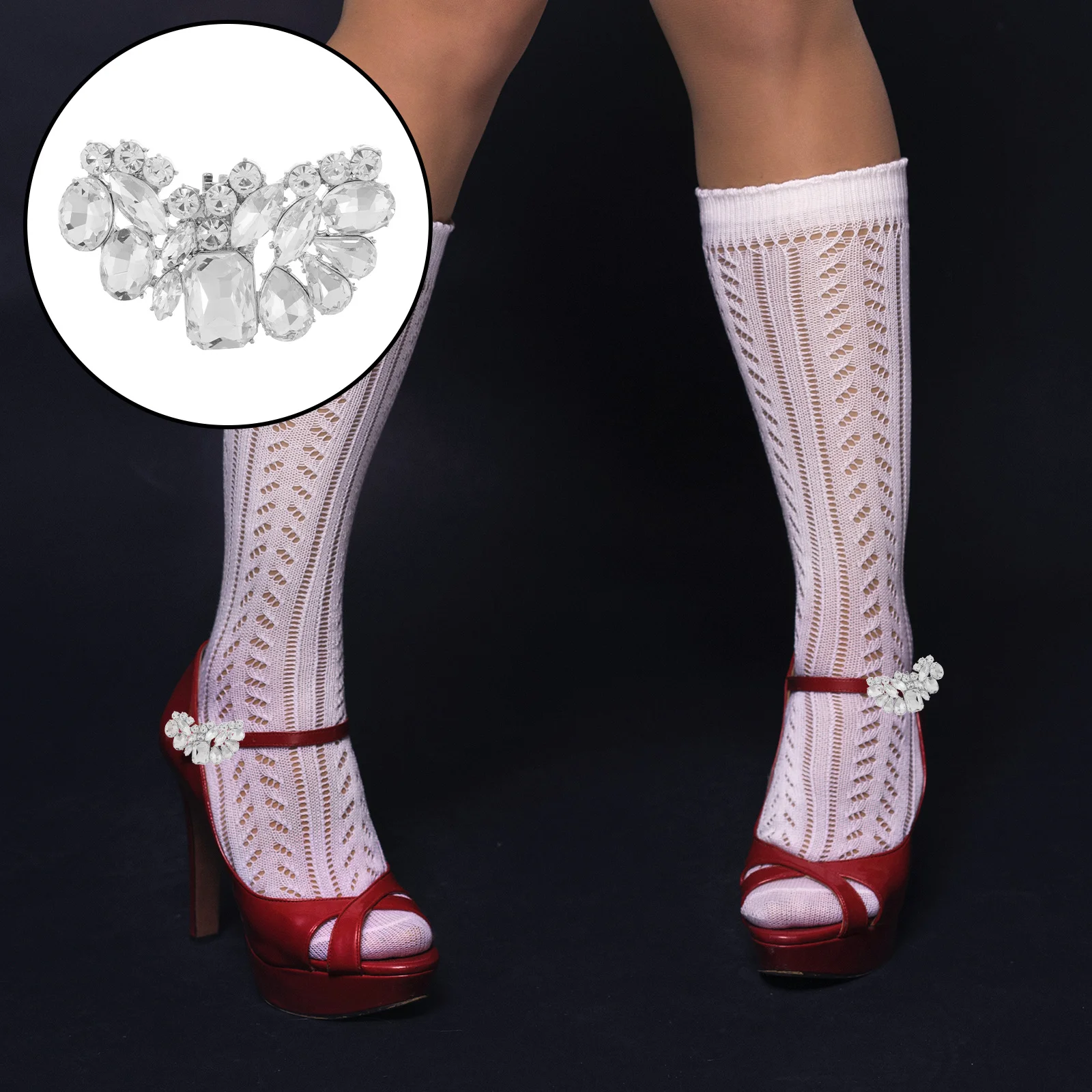 

2Pcs Wedding Bridal Shoe Clips Detachable Shoe Flower Buckles Rhinestone Clip on Decorations for High Heels Women