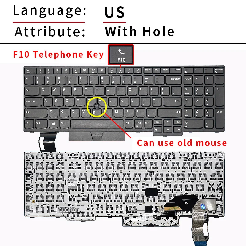 Replacement US/RU Laptop Keyboard For LENOVO Thinkpad T15 Gen1 Gen2/P15S Gen1 Gen2 5N20V78929 5N20V78128 5N20V78113 5N21B08451