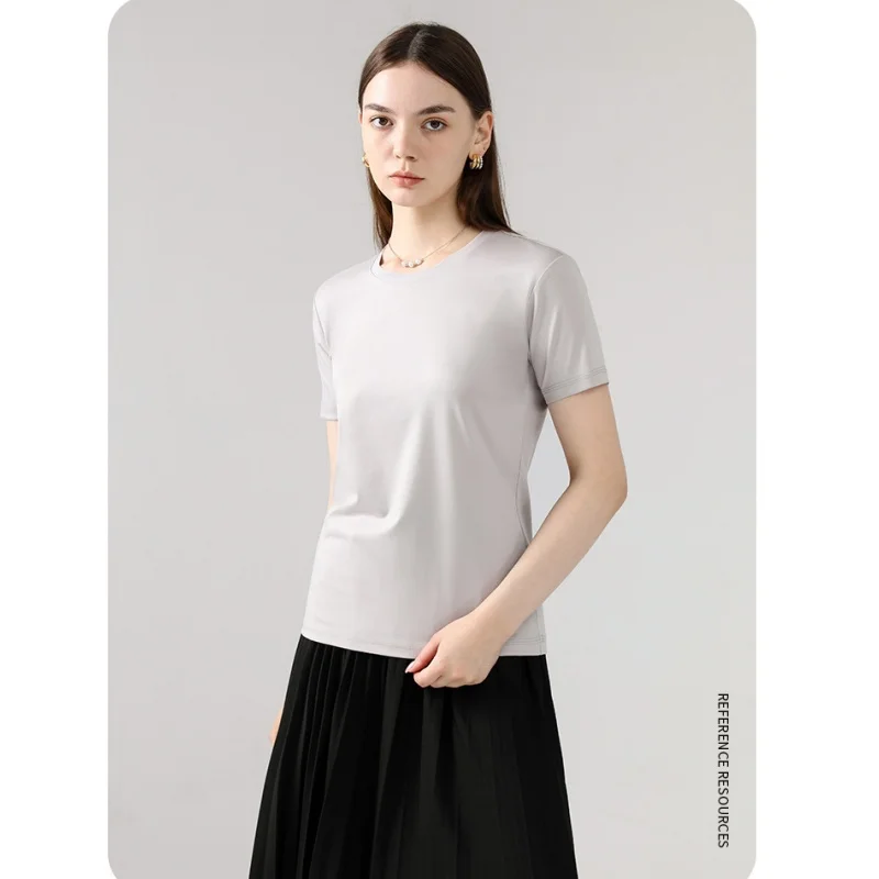 

100% Pima Cotton High End Women Casual T-Shirt Short Sleeve Round Neck Tops High Quality Summer Women Tee Shirts Multi Colors