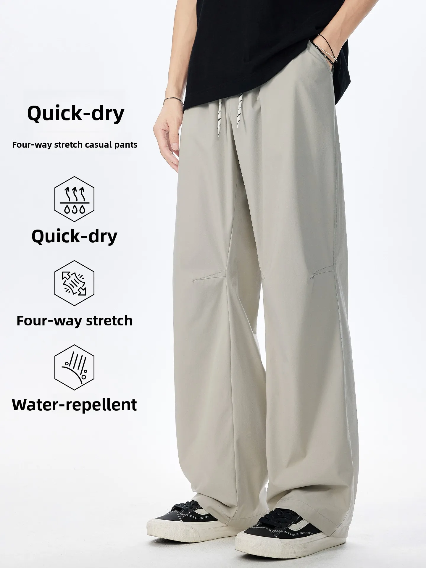 

American Sle Men's Casual Pants Breathable Qui Dry Waterproof Summer New Loose Straight Leg Trendy Long Trousers