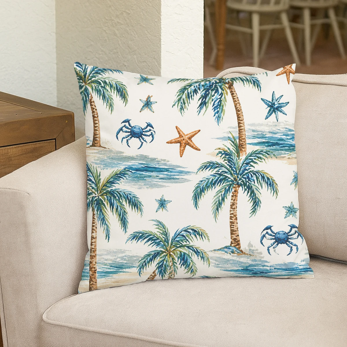 Fishing Themed Polyester Pillow Cover - Decorative Cushion Case with Fishing Gear Pattern for Home Sofa Bedroom Decor