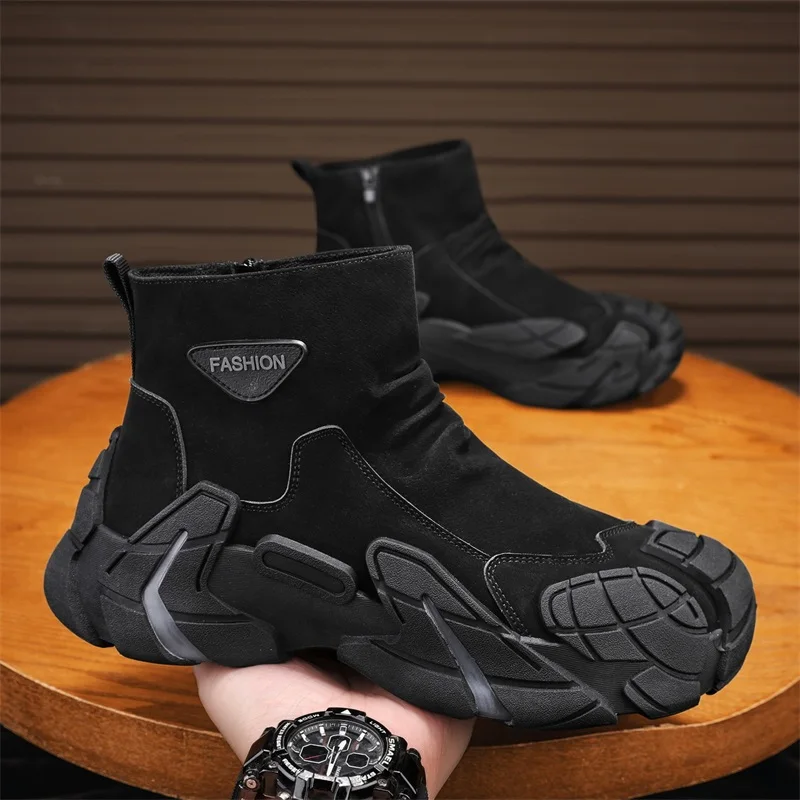 

Мужские уличные удобные модные вулканизированные кроссовки 39-44, повседневные высокие кроссовки на платформе, обувь для скейтборда, ботильоны без шнуровки