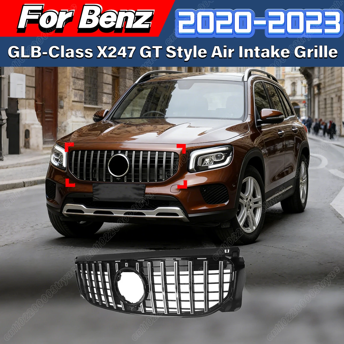 For Mercedes Benz GLB-Class X247 2020 2021 2022 2023 Car Front Bumper GT Style Radiator Protective Cover SUV Air Intake Grille