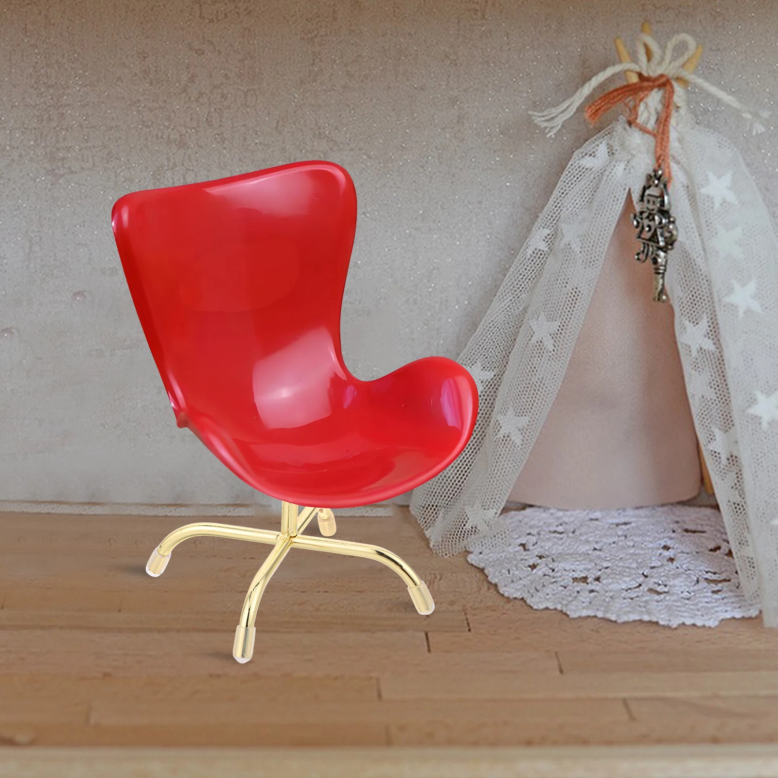 

1pcs 1:6 Mini Dollhouse Chair Base Replacement Metal Swivel Desk Office Gaming Legs Golden Sturdy Support Photography Decor