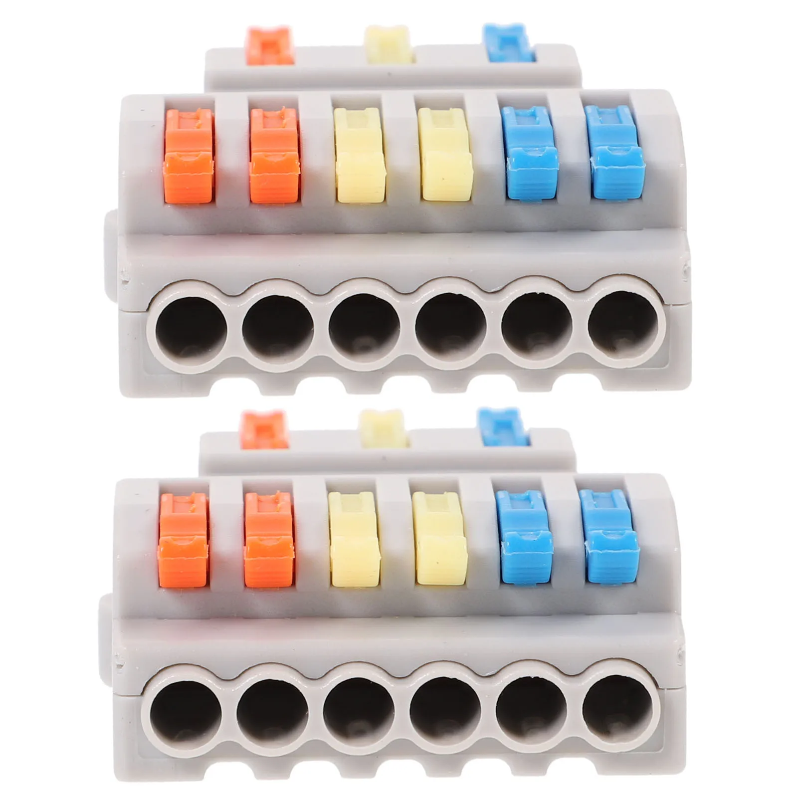

2pcs Wire Connectors 3 In 6 Out Nylon Copper Lever Type Electrical Terminal Blocks Quick Wiring Tools Kit