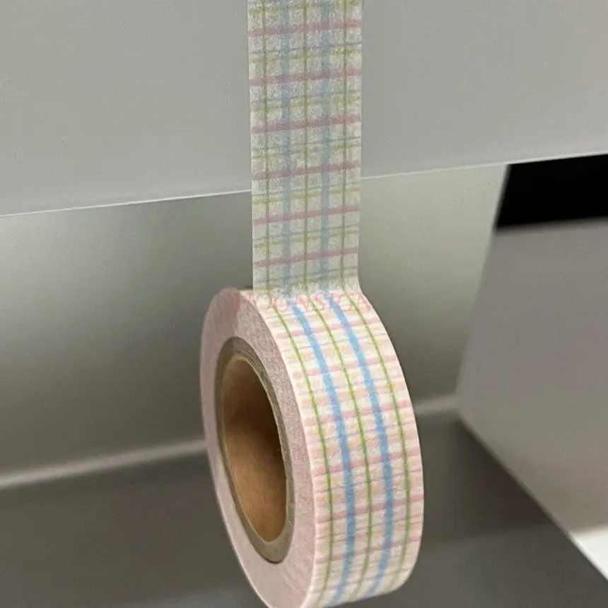 1roll Candy color scheme, grid pattern, and paper tape Korean style handmade tent decoration materials