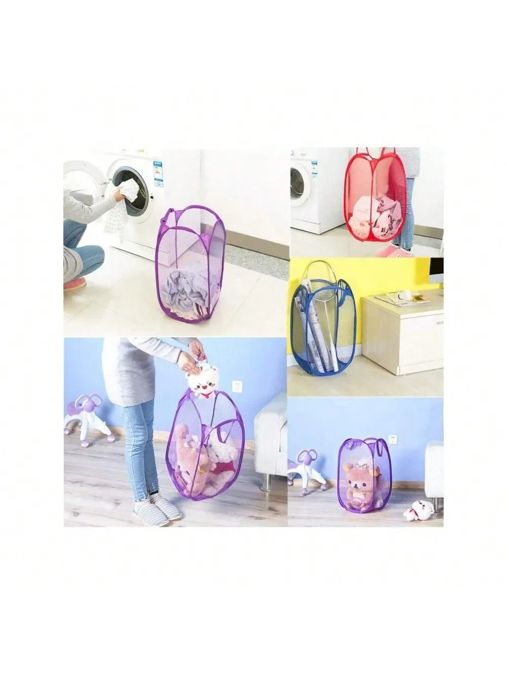 

Pop Up Laundry Hamper With Wide Opening Collapsible Laundry Basket Portable Mesh Clothes Hamper For Kids, College Dorm, Bathroom