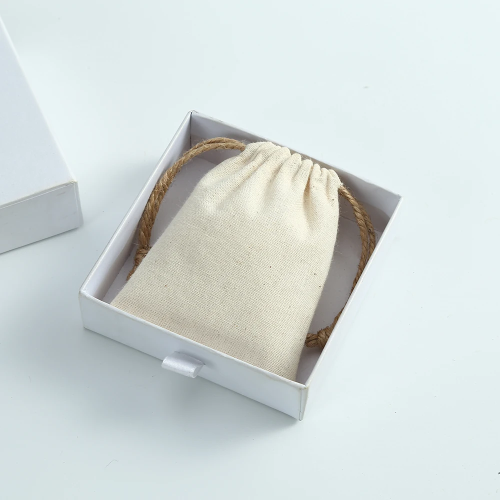 5Pcs Natural Cotton Drawstring Jewelry Bags