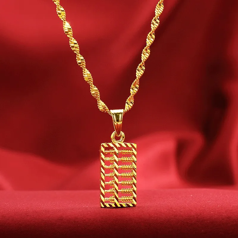 AU999 Gold Shop Ruyi Abacus Womens Gold Necklace Pendant 24K Pure Gold Fashion Sweet Womens Jewelry Pendan