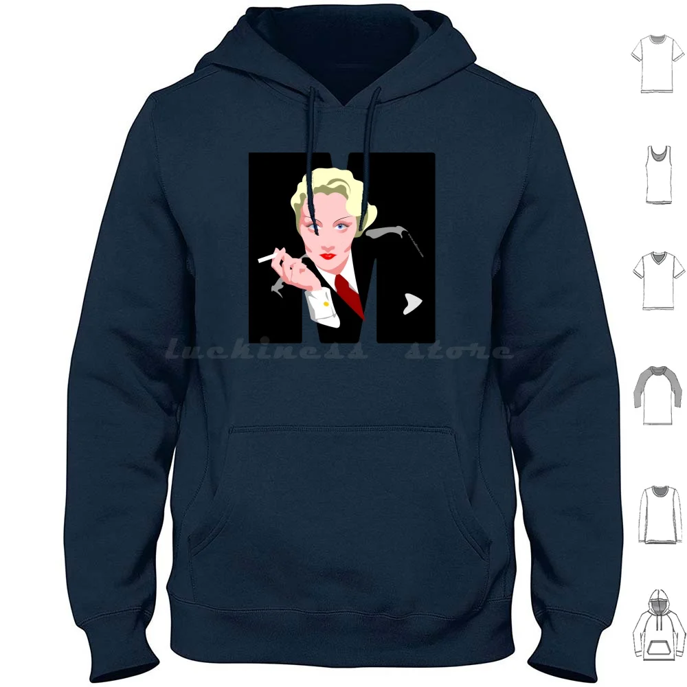 Marlene Sudaderas con capucha Manga larga Marlene Dietrich Diva Star Películas Actriz clásica Glamour