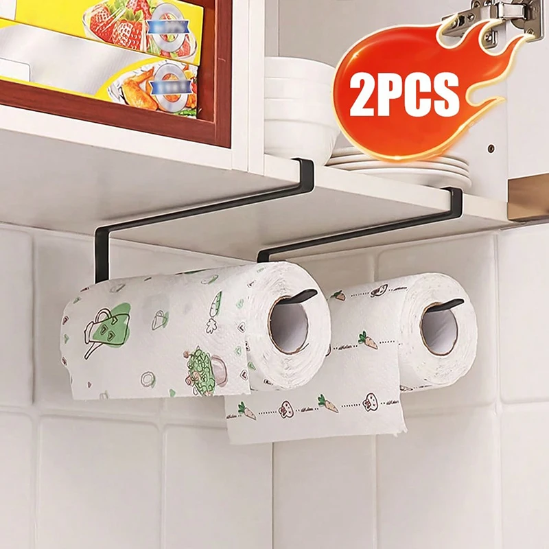 Badezimmer-Aufbewahrungsregal, Hängeregal, ohne Bohren, Papierhandtuchhalter, Schrank, Papierhandtuchhalter, Frischhaltefolie und Stoff-Organizer